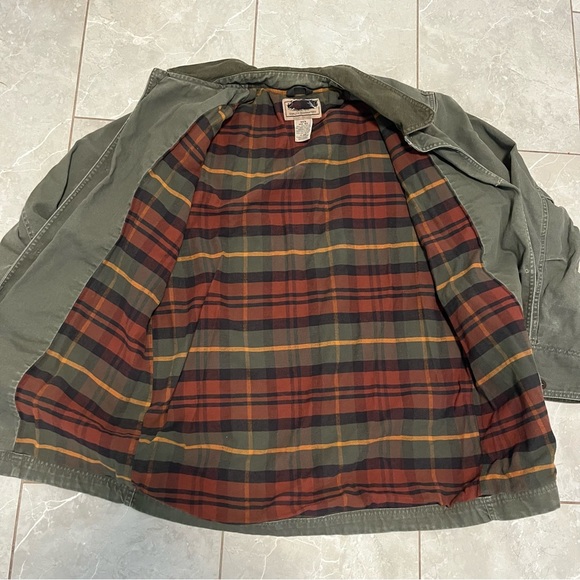 LL Bean Vintage Mens Green Blanket Lined Chore Barn Coat- Medium- Corduroy Trim - Picture 4 of 7